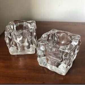 Partylite Glacier Pair Ice Cube Votive Candle Holders - Set of 2